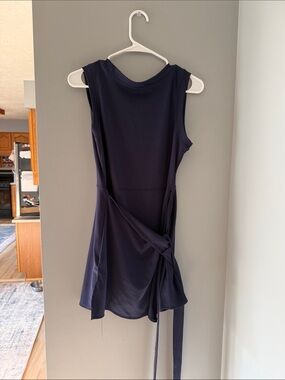 Sleeveless Navy Wrap Dress